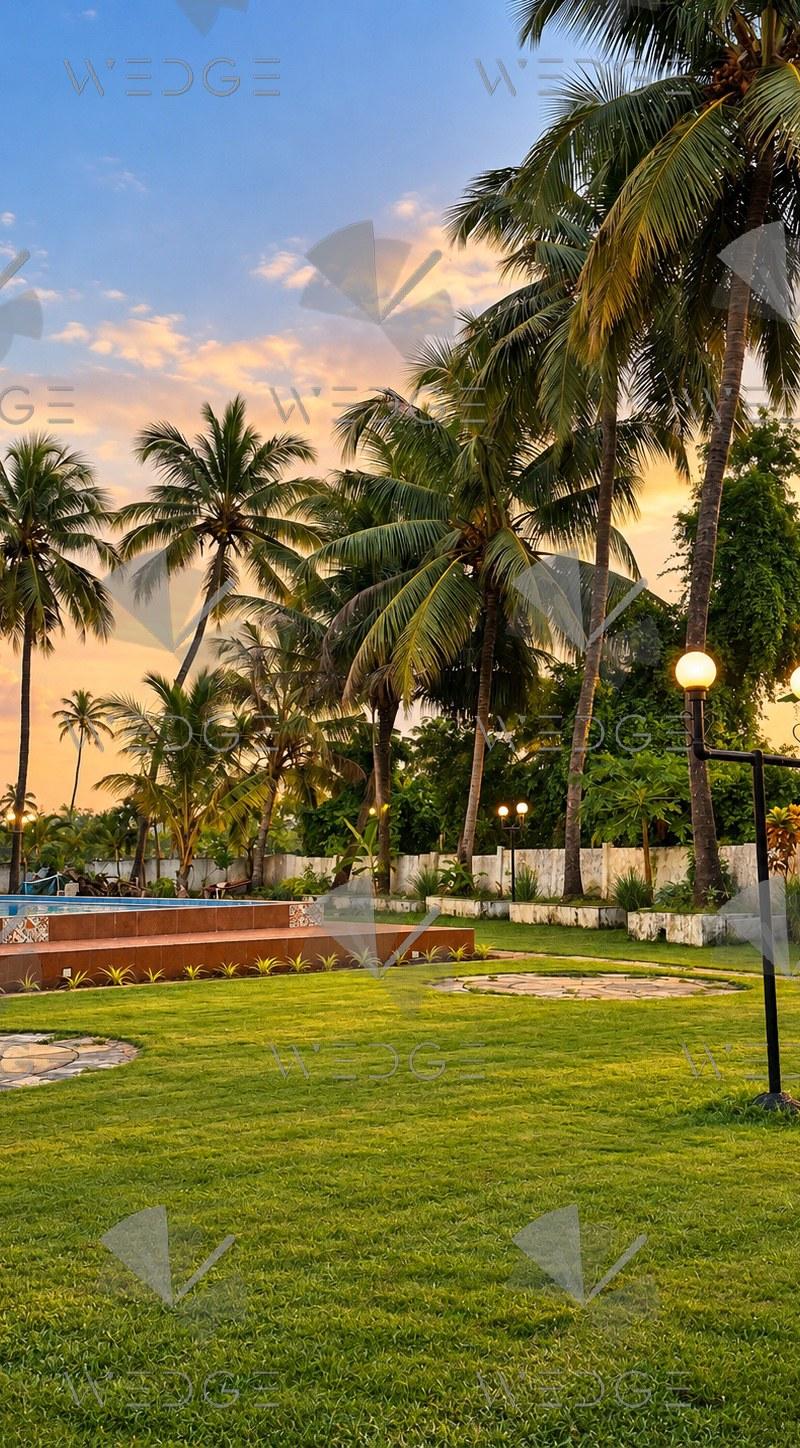 Poolside lawns in Baga